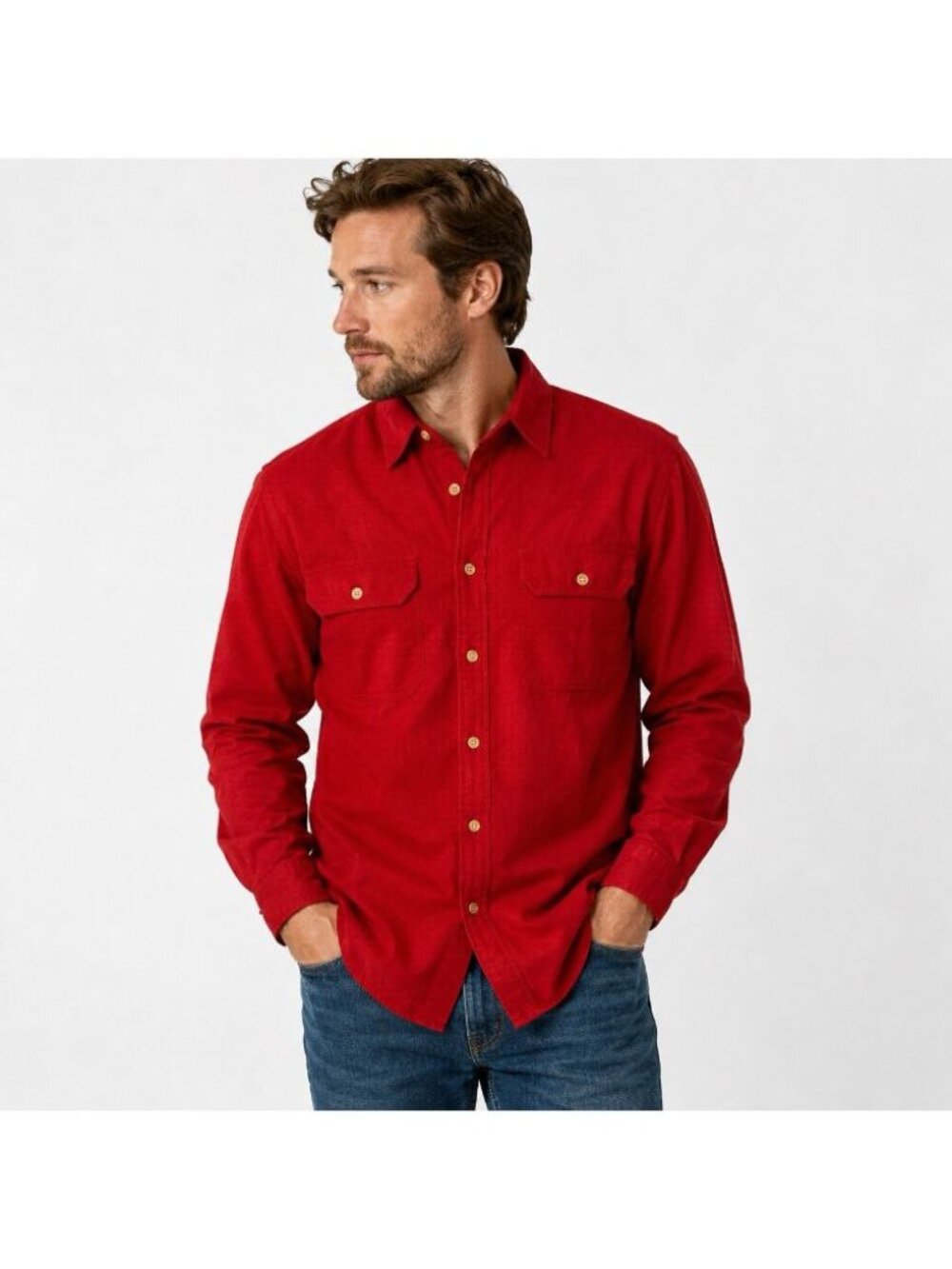 Gander Mountain Men’s Medium Chamois Flannel Shirt Red Button Front NWT Hiking